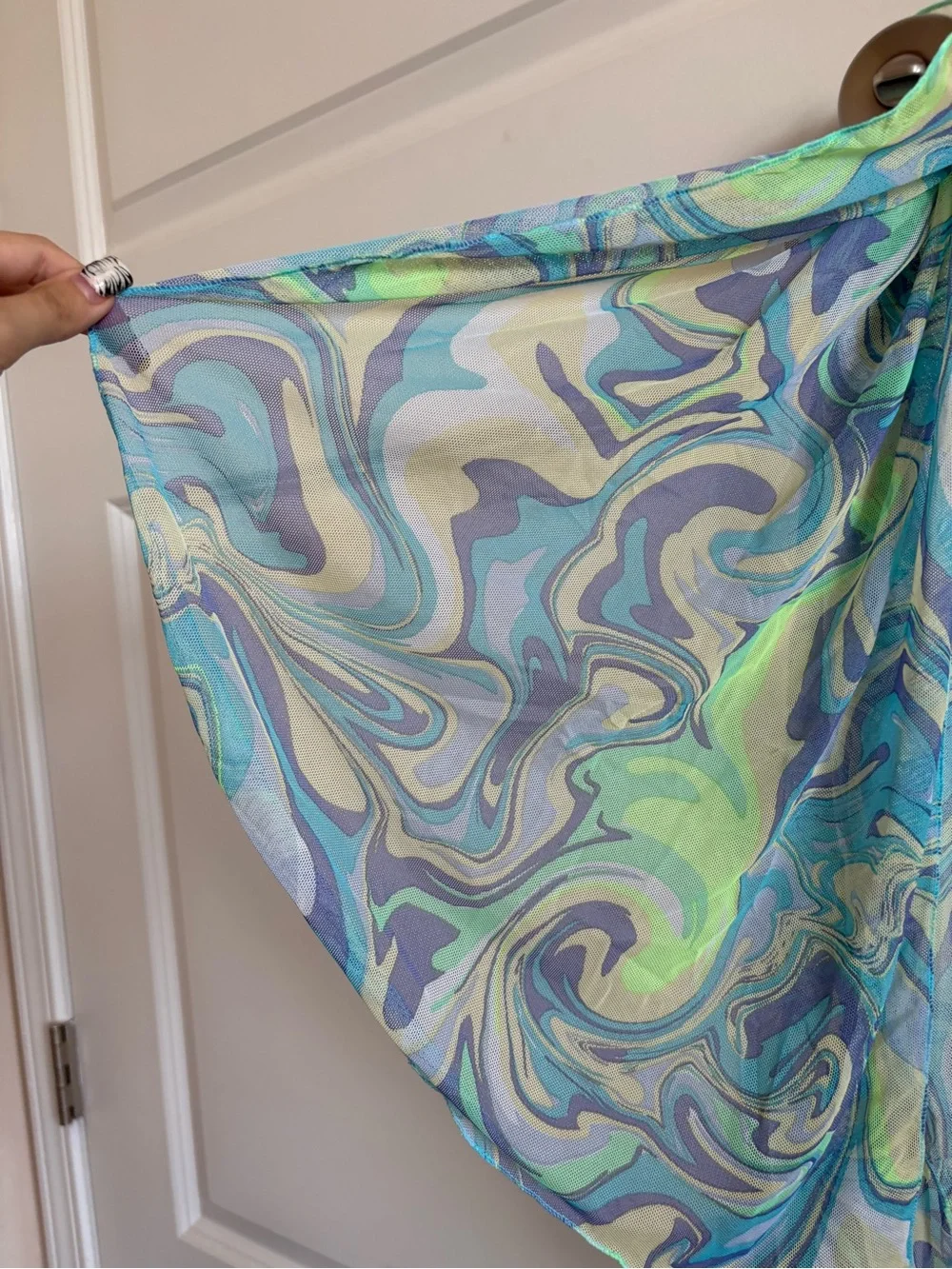 Lightweight Blue & Green Swirl Scarf